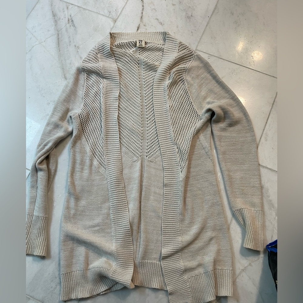 Roxy beige long sweater cardigan size large - worn once